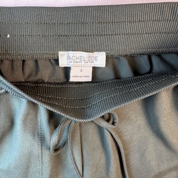 Rachel Zoe Olive Green Relaxed-Fit Jogger Small Pants Soft Drawstring Zip Pocket - Picture 2 of 10